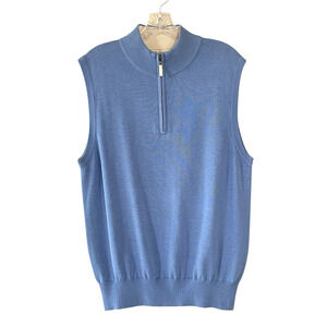 PETER MILLAR Men's Size Small Periwinkle Blue Cashmere Silk 1/4 Zip Sweater Vest